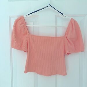 Bright Coral Pink Crop Top